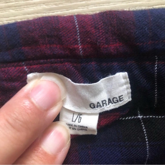 Red & Navy Blue Garage Flannel Button Up Top - Picture 5 of 7